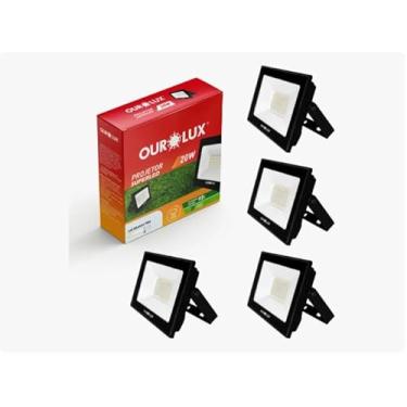 Imagem de 4 Refletor Led 20w Holofote Bivolt Branco Frio Prova D'Agua Luz Smd Lampada Luminaria Led Iluminação Super