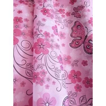 Imagem de Tnt Estampado De Flores Borboleta Rosa 1,4 metros X 2 metros - Supper