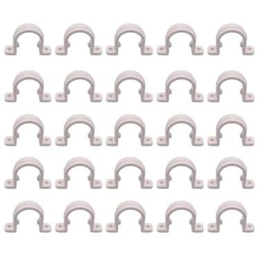 Imagem de BENLIUDH Correia de tubo de PVC de 9,5 cm, grampos de tubulação de 2 furos, suportes de tubos de plástico (branco, 20 peças)