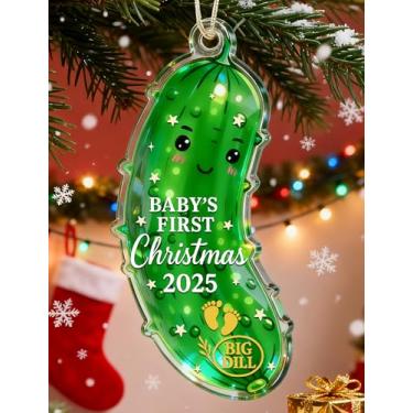 Imagem de MAMAGIFTREE Primeiro enfeite de Natal do bebê 2025, enfeite de Natal de vidro de cristal para bebê menino, presentes de Natal para recém-nascidos, enfeites de lembrança para bebês de 1º ano 2025