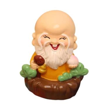 Imagem de XLWLLNJ Estátua chinesa, ornamento de resina, coleção decorativa, estatueta tradicional de Feng Shui, escultura para mesa, quarto, escritório, Deus Da Longevidade