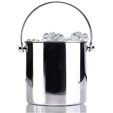 Imagem de Balde de gelo duplo de aço inoxidável com cabo duplo com compartimento de gelo 2,8 L para festas/para coquetéis de vinho e bebidas de jardim