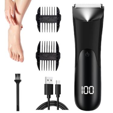Imagem de Aparador masculino – Barba úmida e seca | Aparador de cabelo íntimo masculino LCD elétrico para rosto, cabeça, braço, perna, corpo, nariz, cuidados pubianos