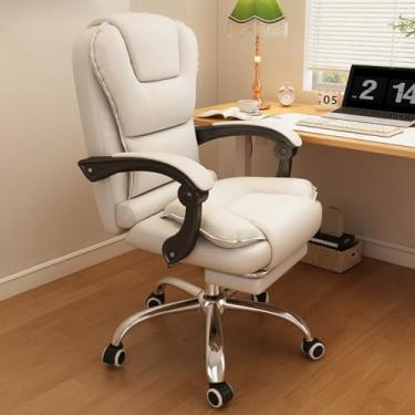 Imagem de LULUMAIC Cadeira de escritório executiva com apoio para os pés, cadeira de computador reclinável de couro, cadeira de escritório ergonômica, cadeiras de trabalho com apoios de braços, cadeira