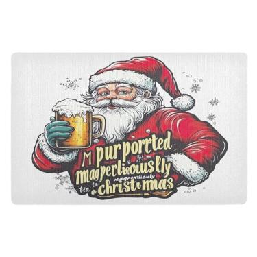 Imagem de SEHANY Tapete de porta de inverno Papai Noel Natal para todos os climas, impermeável, secagem rápida, bem-vindo, tapete de entrada antiderrapante, tapete decorativo de poliéster para entrada, varanda
