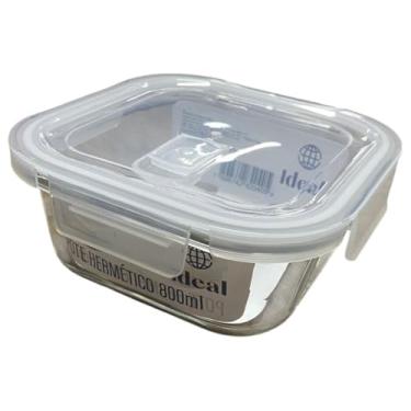 Imagem de Pote Hermético de Vidro Quadrado 800 ml, Potes e Porta-Mantimentos, Recipientes Domésticos Individuais para Alimentos