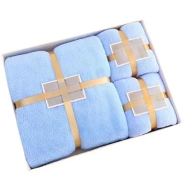 Imagem de Jogo de Toalha de Banho Feito de Materiais Macios Altamente Absorvente Adequado para Uso em Banheiros, Piscinas Academias Spas e Ambientes Semelhantes(AZUL)