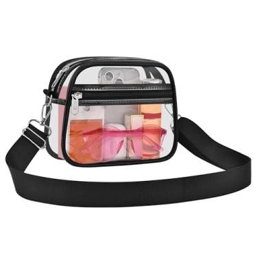 Imagem de USPECLARE Bolsa transparente para eventos em estádios, bolsas transparentes para fãs de esportes, bolsa transversal transparente para shows e festivais, Preto, Small