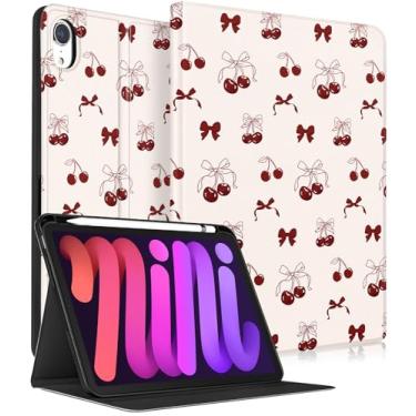 Imagem de Wazzasoft Capa para iPad A17 Pro (Mini7) 2024/Mini 6 2021 8,3 polegadas - Capa fólio inteligente (despertar/hibernar automaticamente) com suporte de lápis embutido para tablet Apple para mulheres e