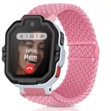 Imagem de Hexasider Pulseira trançada solo compatível com relógio TickTalk 5 para crianças, pulseira de nylon elástico respirável com fivela magnética para relógio inteligente TickTalk 5, meninas e meninos
