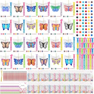 Imagem de Soulchen 24 conjuntos de kits de pintura de cerâmica de borboleta para pintura com varinha de bolha, pinte sua própria pintura de cerâmica, bolsa de presente de aniversário, prêmio para pintar