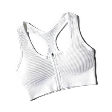 Imagem de Top Esportivo Feminino Com Zíper, Sutiã De Fitness, Roupas Para Academ