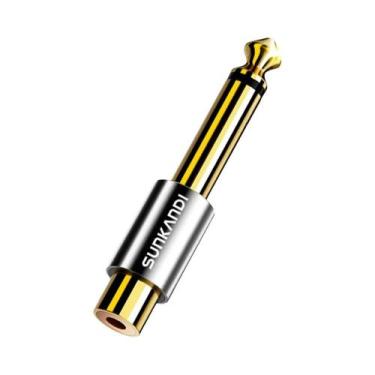 Imagem de Adaptador De Áudio Mono De 6,35mm Macho Para RCA Fêmea Para Amplificad