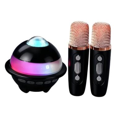 Imagem de MotiveTech Caixa de som de karaokê recarregável multifuncional com microfone, mini caixa de som portátil para família, festas e canto ao ar livre, Preto