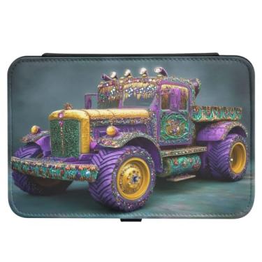 Imagem de Burbuja Caixa de joias de viagem de caminhão carnaval para mulheres e meninas, estojo de joias portátil de couro PU organizador para brincos, anéis, colares e pulseiras