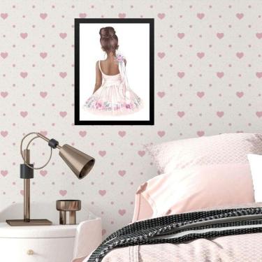 Imagem de Quadro Infantil Menina Bailarina Morena 33X24Cm - Com Vidro