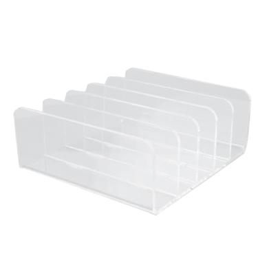Imagem de Organizador de arquivos de mesa de acrílico transparente com 5 compartimentos, organizador de documentos para escritório, casa, escola, estação de trabalho, arquivos de organização de mesa