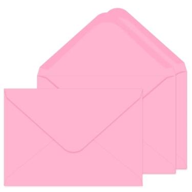 Imagem de Envelopes A7 Pacote com 100 envelopes rosa 13 x 7 abas em forma de V, adequado para fotos 13 x 18 cm, cartões, casamentos, convites, anúncios, presentes para bebês 13,3 cm x 18,4 cm (rosa)