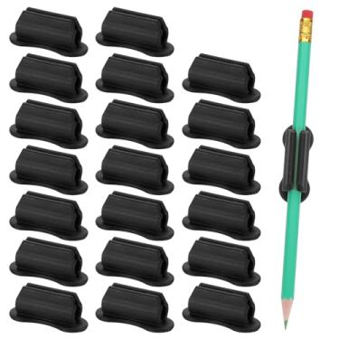 Imagem de PATIKIL 20 suportes de lápis adesivos para mesa, clipe universal de silicone, suporte de caneta de escritório, organizador de canetas para parede, suprimentos para professores, preto