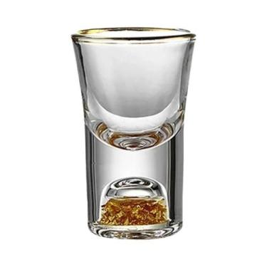 Imagem de Copo De Vinho Pequeno De Cristal Com Folha De Ouro, Copo De Luxo Com B