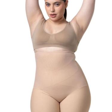 Imagem de Bermuda Modeladora Cós Alto Compressão Abdominal Em X Blumi, Bege, EGG