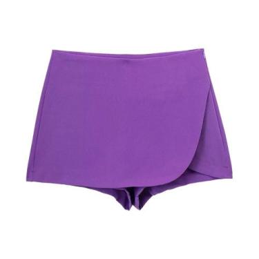 Imagem de Saias Curtas Femininas com Zíper Lateral - Cintura Alta, Estilo Pareô 