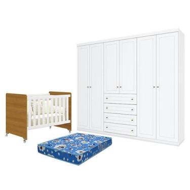 Imagem de Berço Americano Evolution 4 em 1 Branco Acetinado Savana e Guarda Roup