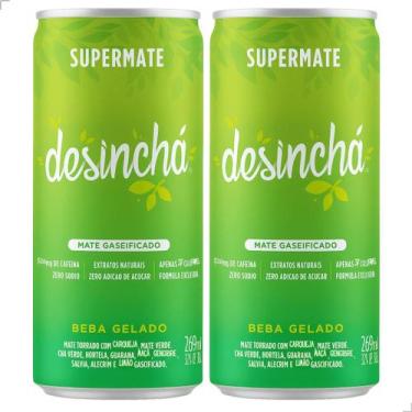 Imagem de Kit 2 Supermate Chá Mate Gaseificado 269ml Limão com Maçã Gás Bebida S