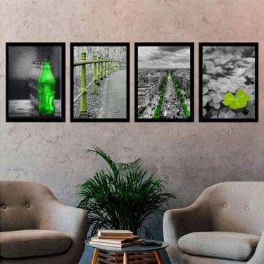 Imagem de Kit 4 Quadros Decorativos Fotografias Verdes