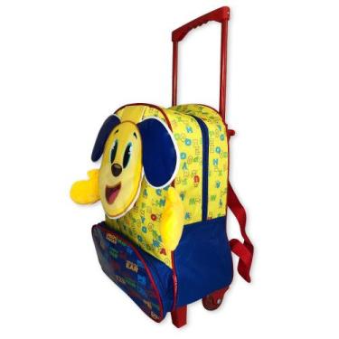 Imagem de Mochila Escolar Infantil Amarela com Rodinhas de Cachorro  Prática e D