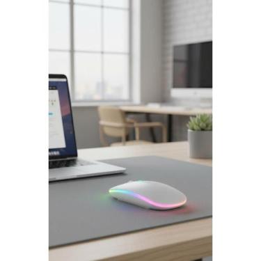 Imagem de Mouse Sem Fio Branco Recarregável 1600dpi Ergonômico Laser - Congratul
