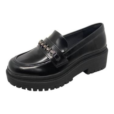 Imagem de Sapato Mocassim Loafer Feminino Strass Via Marte, Preto, 37