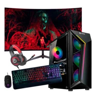 Imagem de Computador PC Gamer Intel Core i9 11ª Geração 64gb Ram, Nvme 2TB, RTX 5060, Monitor 24" 165hz Curvo Com Áudio - Preto
