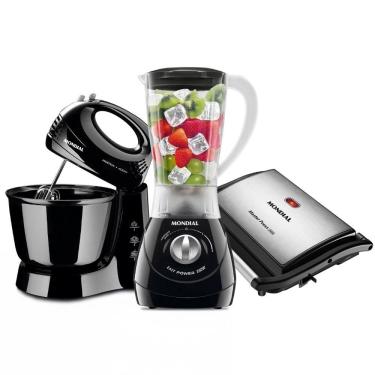Imagem de Kit Batedeira Liquidificador e Grill Mondial B-44-B 400W 3,6L Preto-Inox 220V