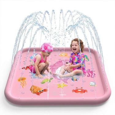 Imagem de Piscina Infantil Brastoy Chafariz Splash Sprinkler Esteira 170cm, Rosa