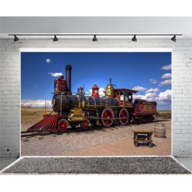 Imagem de Yeele Cenários de foto de trem a vapor clássicos de 1,9 x 2,0 m vinil trilhos de ferrovias locomotiva para adultos retratos de bebê decoração de festa sessão de fotos de vídeo cabine adereços de estúdio