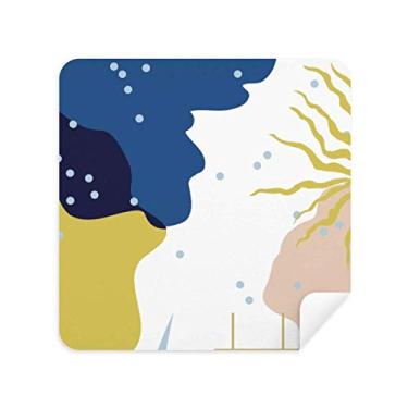 Imagem de Pano de limpeza de óculos de arte abstrata branco azul pano de limpeza de tela de telefone tecido de camurça 2 peças