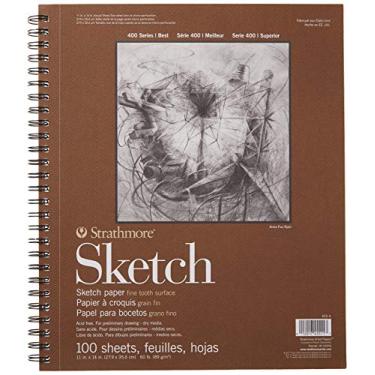 Imagem de Strathmore Bloco de esboço série 400, 28 x 35,5 cm, 100 folhas - Caderno de esboço de artista para desenho, ilustração, estudantes de aula de arte