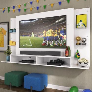 Imagem de Painel TV 60&quot; com prateleiras de vidro Brasil Multimóveis BR2739 Branco