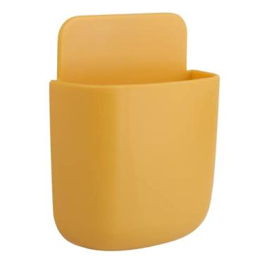 Imagem de Caixa de armazenamento autoadesiva para escritório em casa de 2 peças, ar condicionado, TV, controle remoto, suporte para telefone, suporte para caneta, caixa de armazenamento (Amarelo)