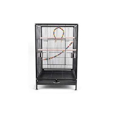 Imagem de KIZQYN Gaiolas 75cm gaiola de pássaro extra grande gaiola de pássaro de viagem de metal para cacatua papagaio pássaro apaixonado com suporte e escada brinquedos pendurados gaiola de voo (cor: b)