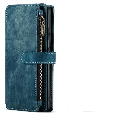 Imagem de Carteira de couro para Samsung Galaxy A53 A51 A33 A52 A72 A32 A22 A12 A30S S20 S21 S22 ultra S10 Plus note 20 capa de telefone, azul, para Note20 Ultra