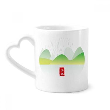 Imagem de Caneca circular de água da chuva vinte e quatro termos solares caneca café cerâmica copo de coração de vidro