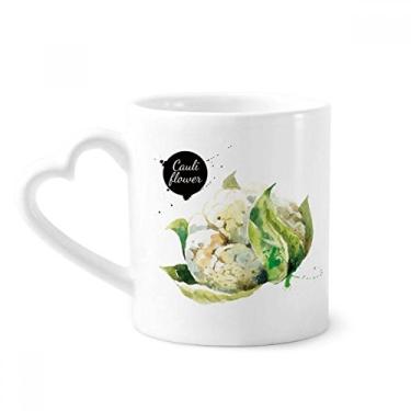 Imagem de Couve-flor vegetal saboroso saudável caneca aquarela café cerâmica copo de coração de vidro