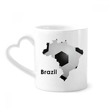 Imagem de Caneca com slogan do Brasil em forma de mapa de futebol caneca de café cerâmica copo de coração de vidro