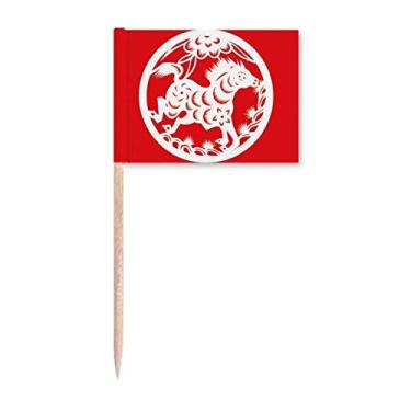 Imagem de Decoração de festa em papel de cavalo animal China zodíaco arte palito de dente marcadores