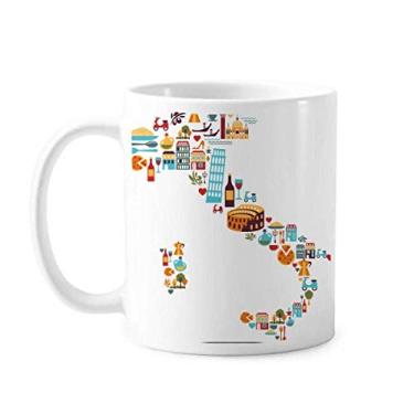 Imagem de Mapa bandeira nacional da Itália caneca paisagem personalizada cerâmica xícara de café porcelana louça