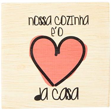 Imagem de Arte Maníacos Bloco em madeira Nossa Cozinha é o Coração da Casa - 15x15cm