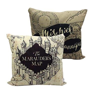 Imagem de Zona Criativa Almofada Mapa do Maroto - Harry Potter - 40x40 cm, BEGE