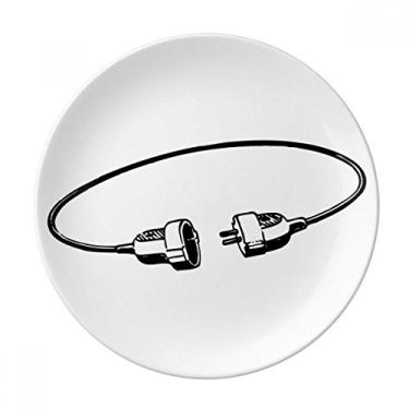 Imagem de Tomada de cabo de carregamento padrão placa decorativa de porcelana salver louças de jantar